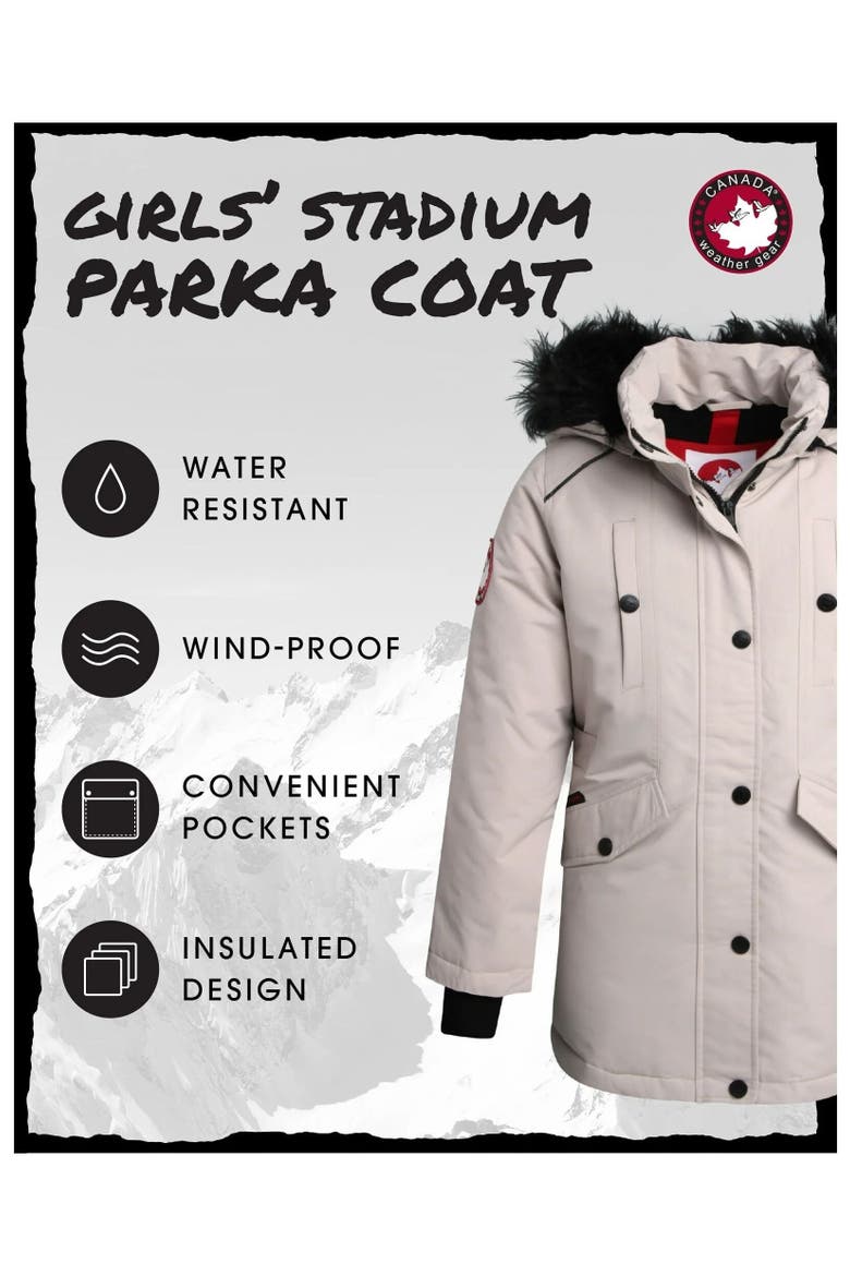 Girls' Winter Faux Fur Lining Ski Jacket, Alternate, color, Sand Beige