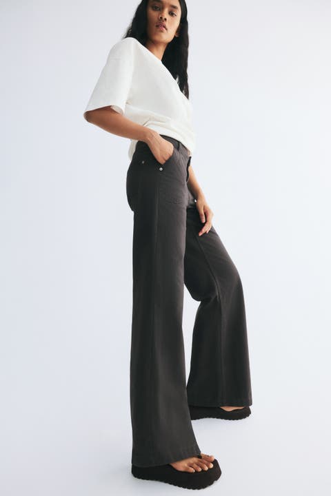Wide-leg Cotton Twill Pants