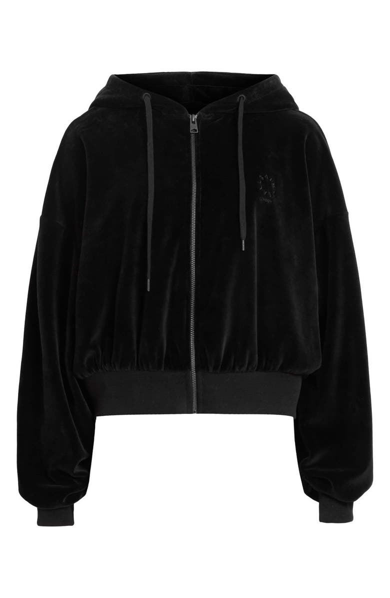 AllSaints Vinny Front Zip Velvet Hoodie, Alternate, color,