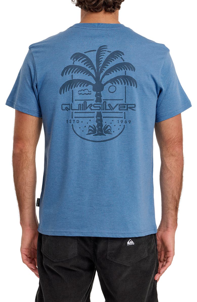 Quiksilver Uno Palm Cotton Graphic T-Shirt, Alternate, color, Riviera Heather