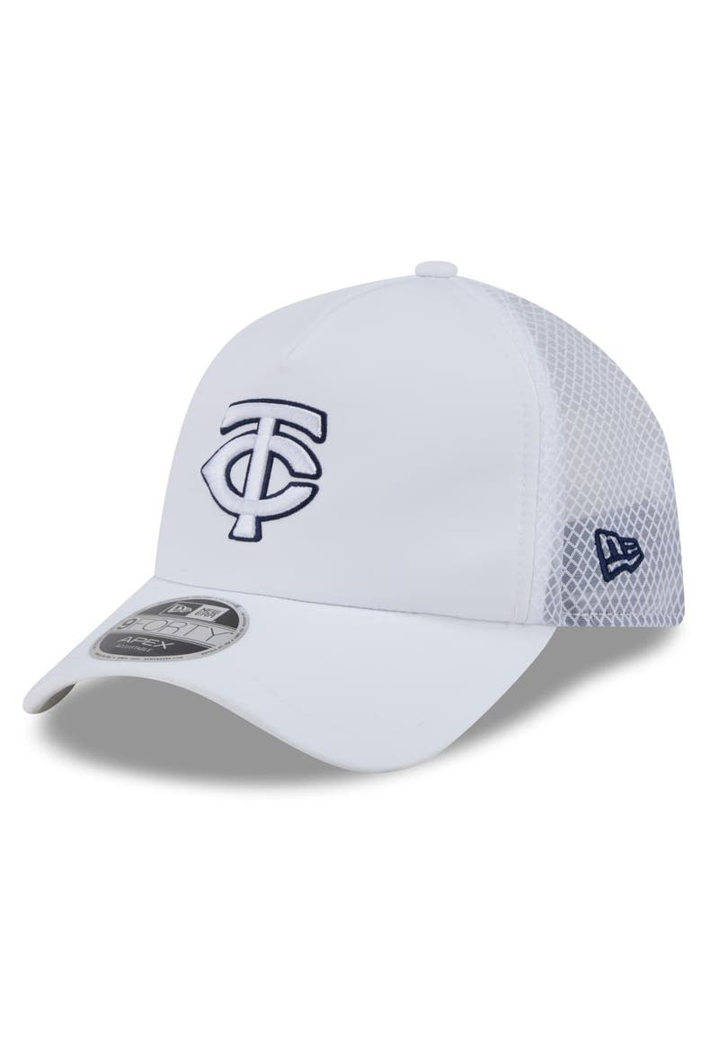 Men's New Era White Minnesota Twins 2026 Batting Practice Apex 9FORTY Adjustable Trucker Hat, Main, color, White
