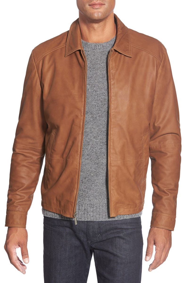 Missani Le Collezioni Missani Le Collezioni Lambskin Leather Jacket, Main, color, 