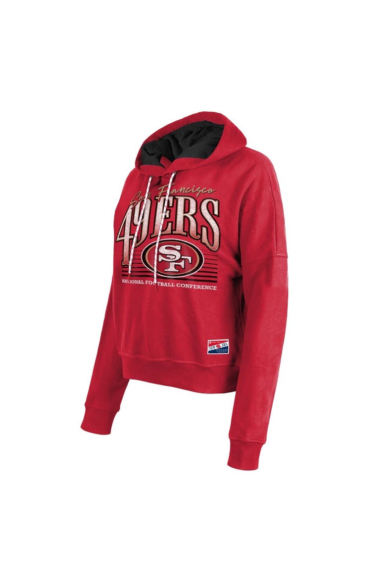 Women's New Era Scarlet San Francisco 49ers Boxy Pullover Hoodie, Alternate, color, Scarlet