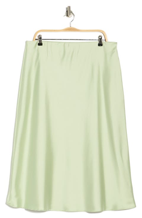 Satin Midi Skirt (Plus)
