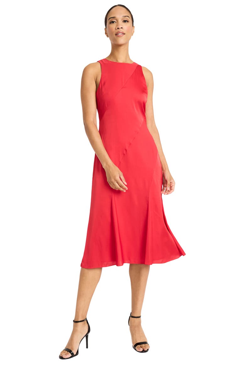 Paneled Midi Dress, Alternate, color, TOMATO