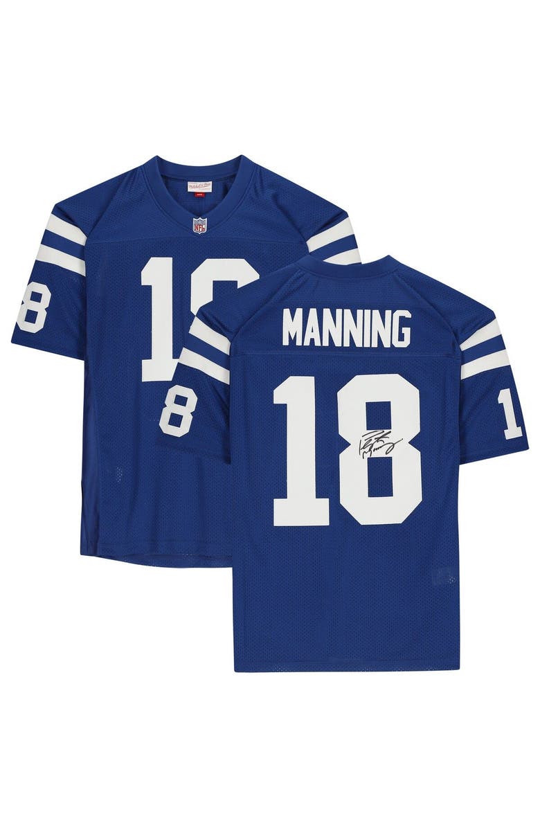 FANATICS AUTHENTIC Peyton Manning Indianapolis Colts Autographed Mitchell & Ness Blue Authentic Jersey, Main, color,