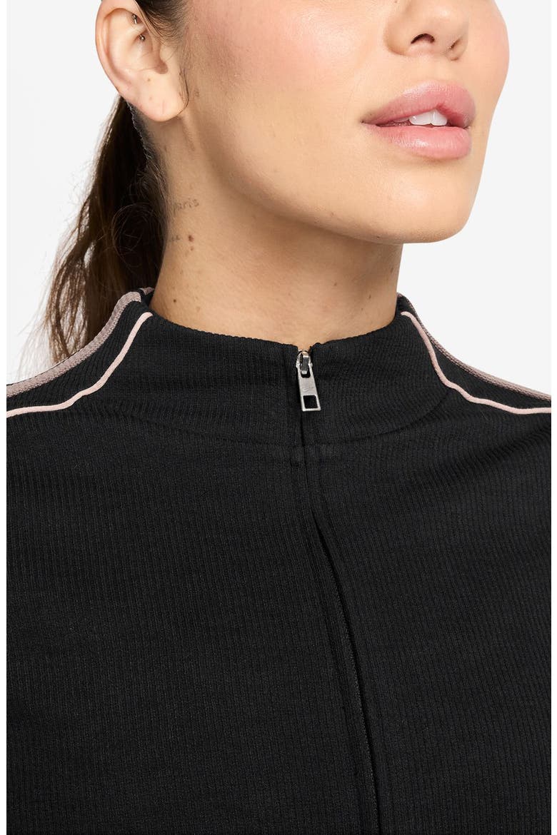 x Naomi Osaka Rib Knit Zip Crop Jacket, Alternate, color, 010 BLACK/MALT