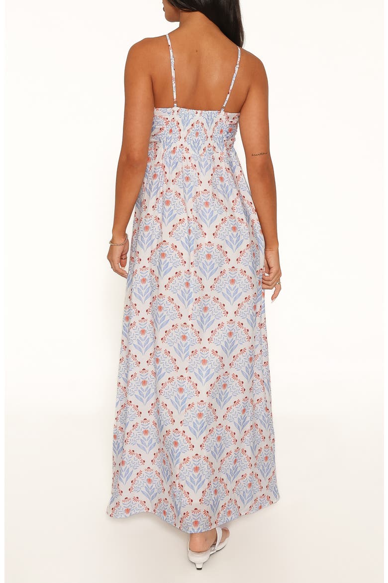 Cascade Halter Neck Maxi Dress, Alternate, color, CREAM BLUE