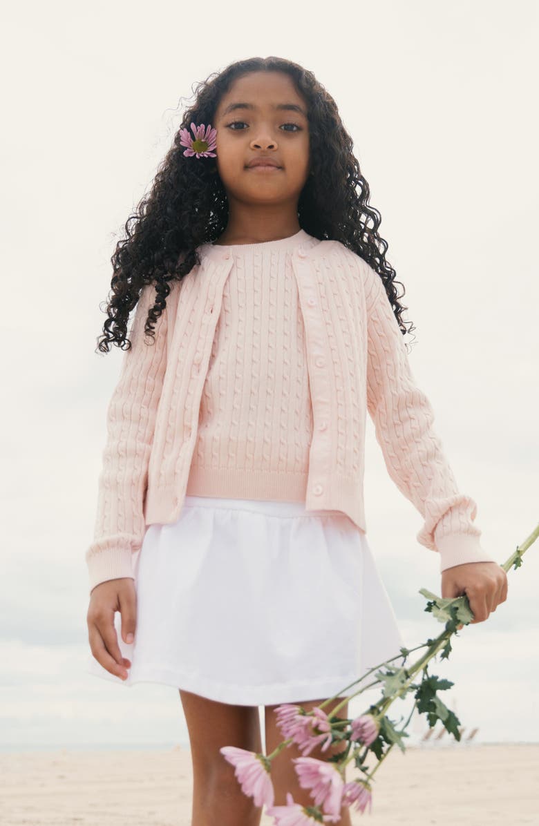 Hope & Henry Kids' Organic Classic Cable Cardigan Sweater, Alternate, color, Pale Pink