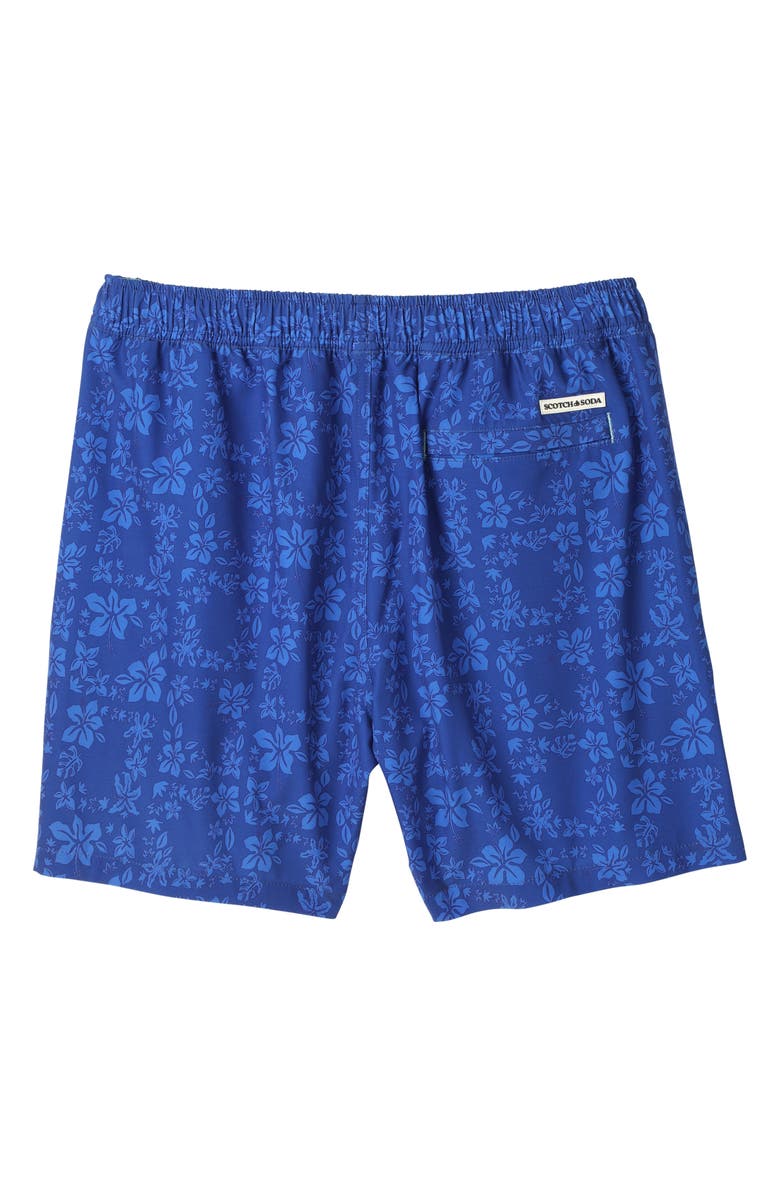 Scotch & Soda Floral Maze Swim Trunks, Alternate, color, Sodalite Blue