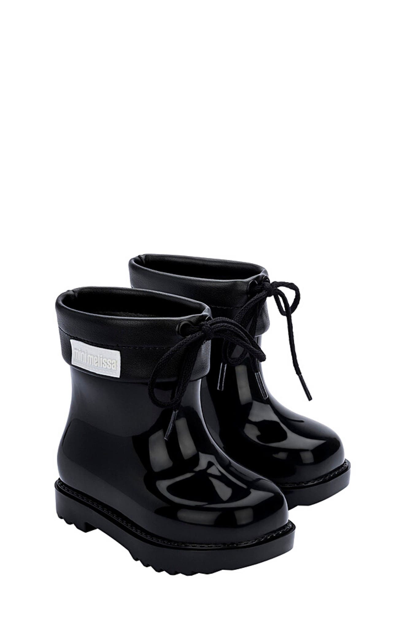 Mini Melissa Glitter Water Resistant Rain Bootie, Main, color, 