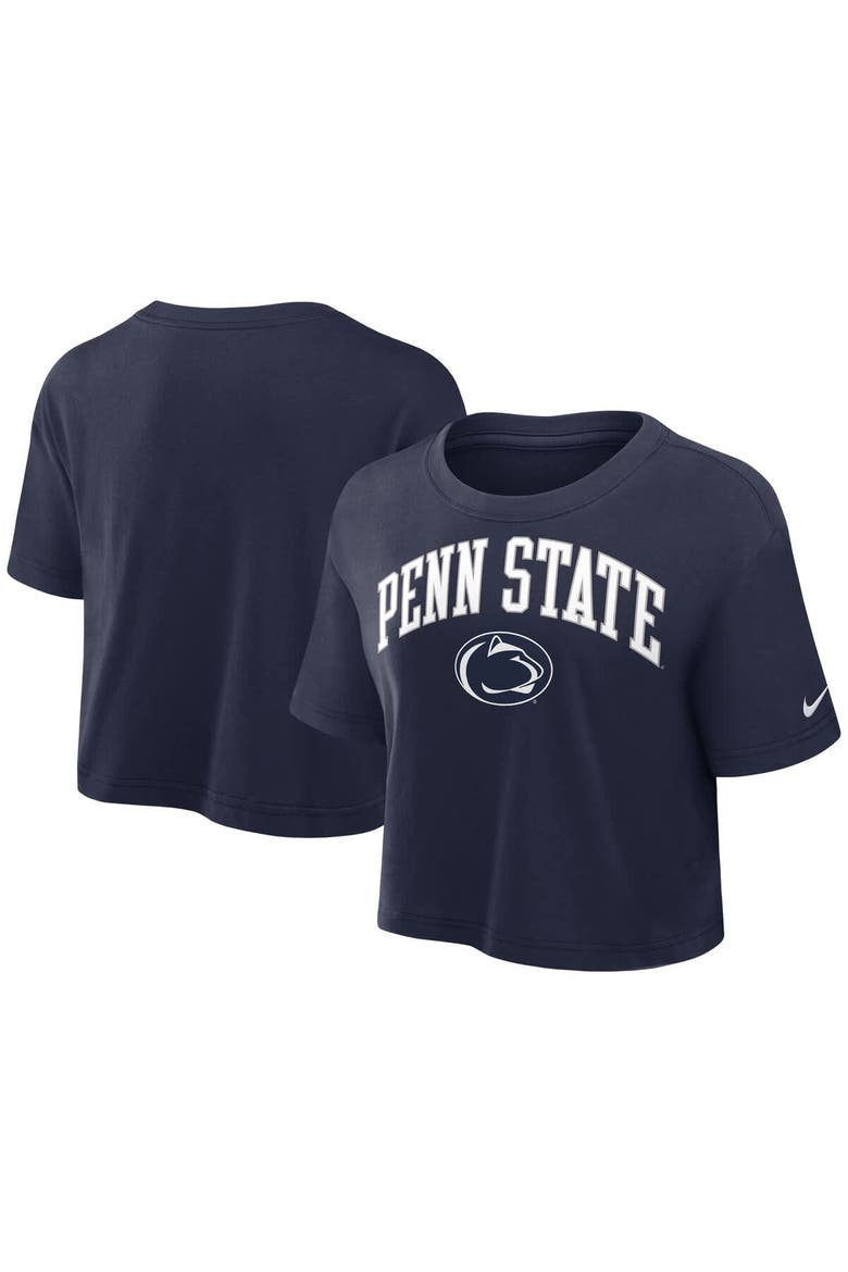 Women's Nike Navy Penn State Nittany Lions Athletic Prep Arch Performance Cropped T-Shirt, Main, color, Navy