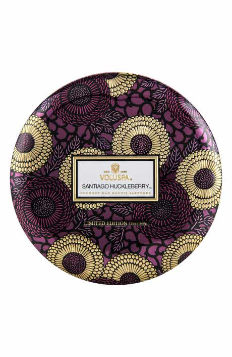 Japonica Santiago Huckleberry Three-Wick Decorative Tin Candle