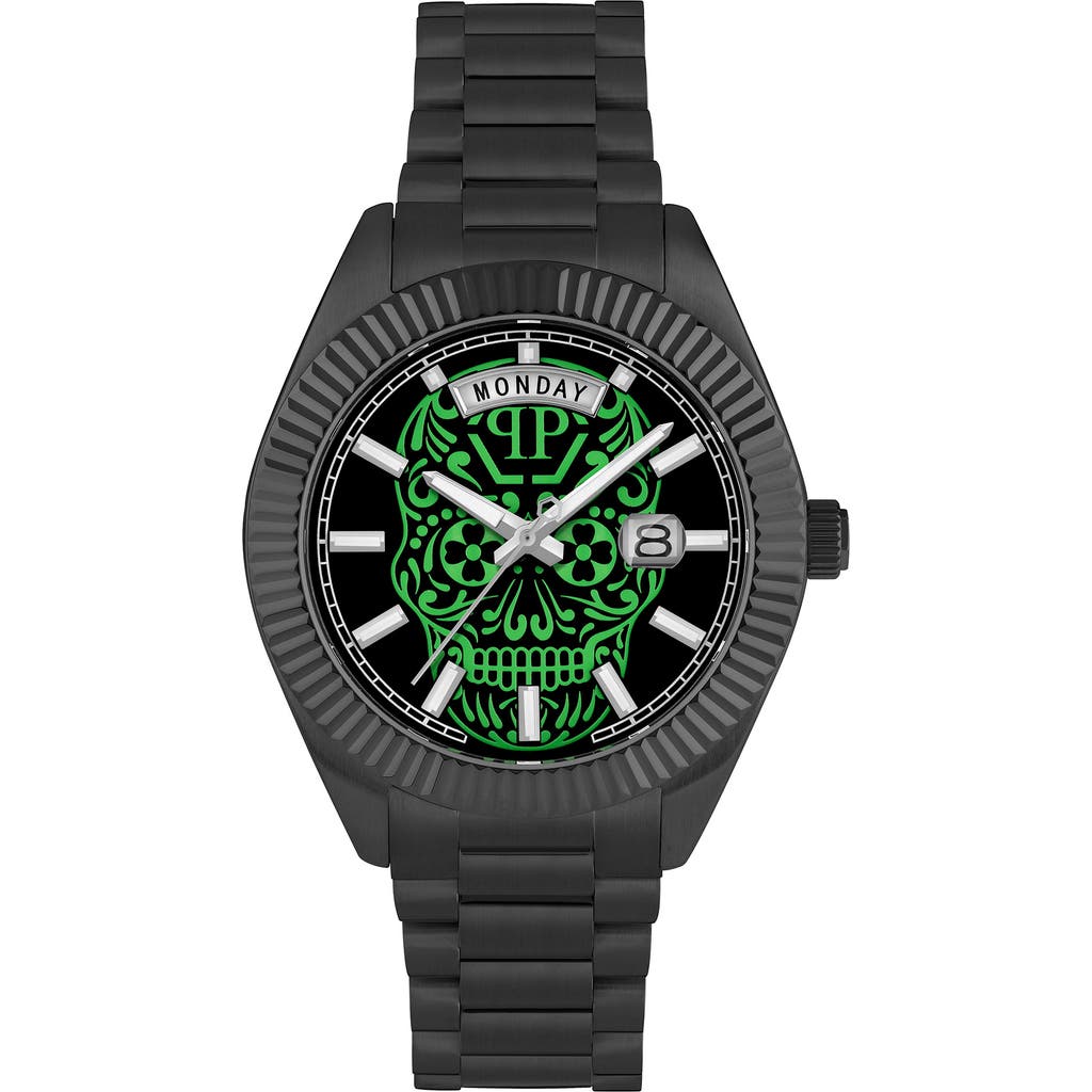 Philipp Plein Date Superlative Bracelet Watch, 42mm In Black