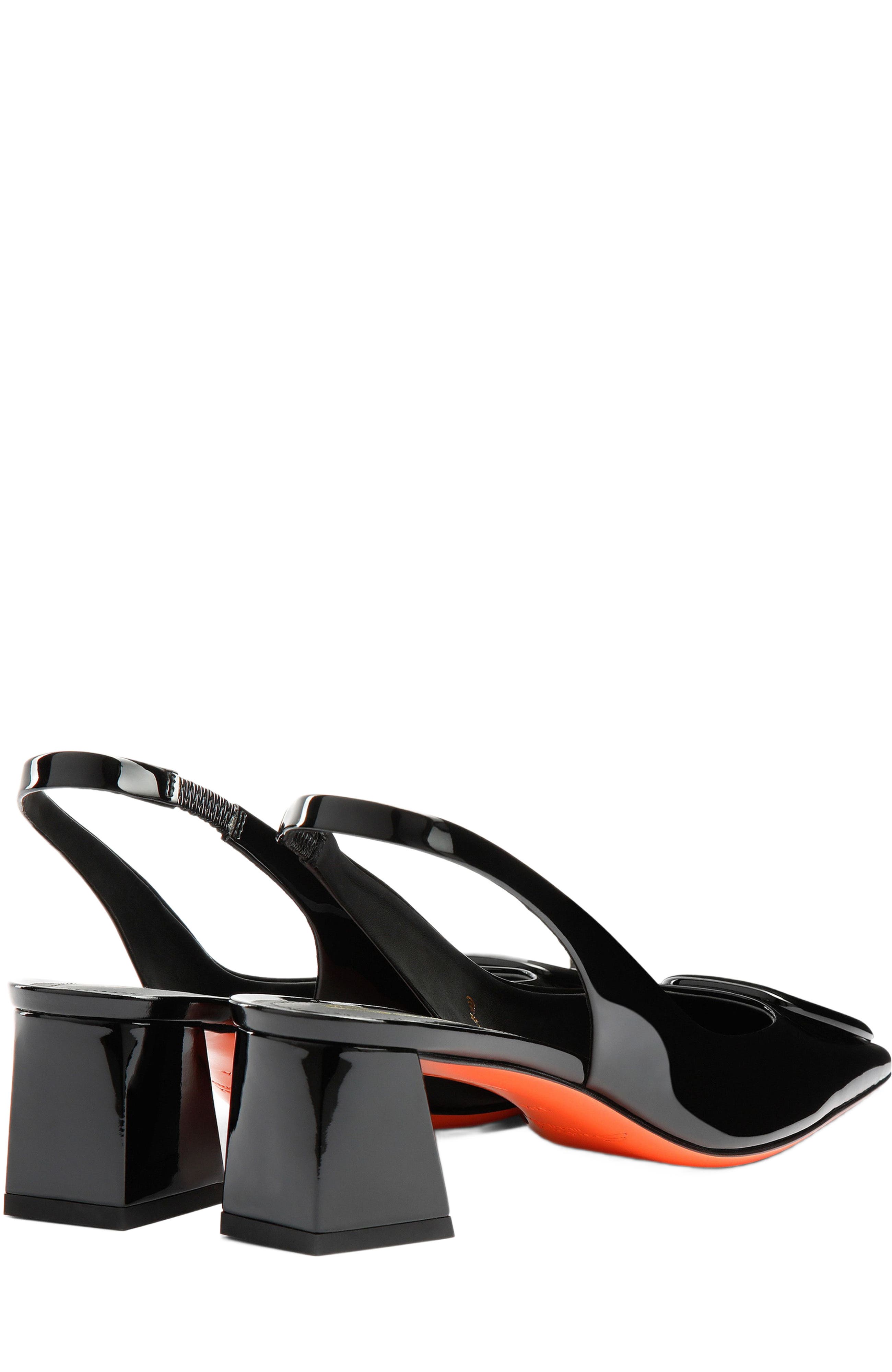 Santoni Women's Lemon Patent Sling Back, Alternate, color, Black