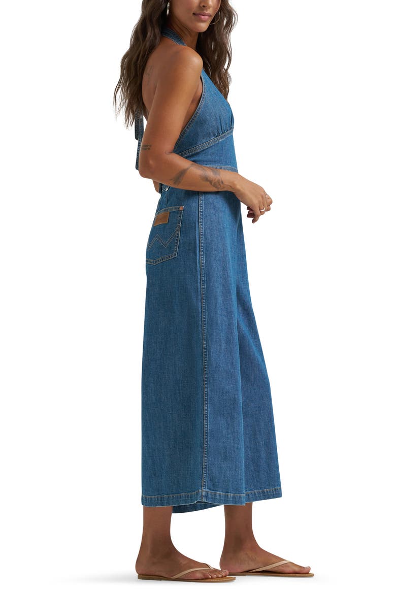 Denim Culotte Halter Jumpsuit, Alternate, color, FOLK REVIVAL