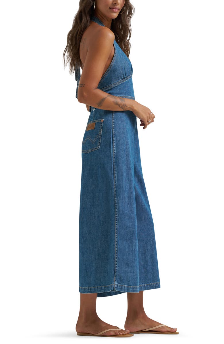 Wrangler Denim Culotte Halter Jumpsuit, Alternate, color, 