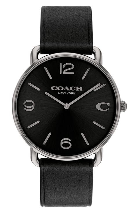 Elliot Leather Strap Watch, 41mm