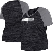 New Era Women's New Era Black Chicago White Sox Plus Size Space Dye Raglan V-Neck T-Shirt