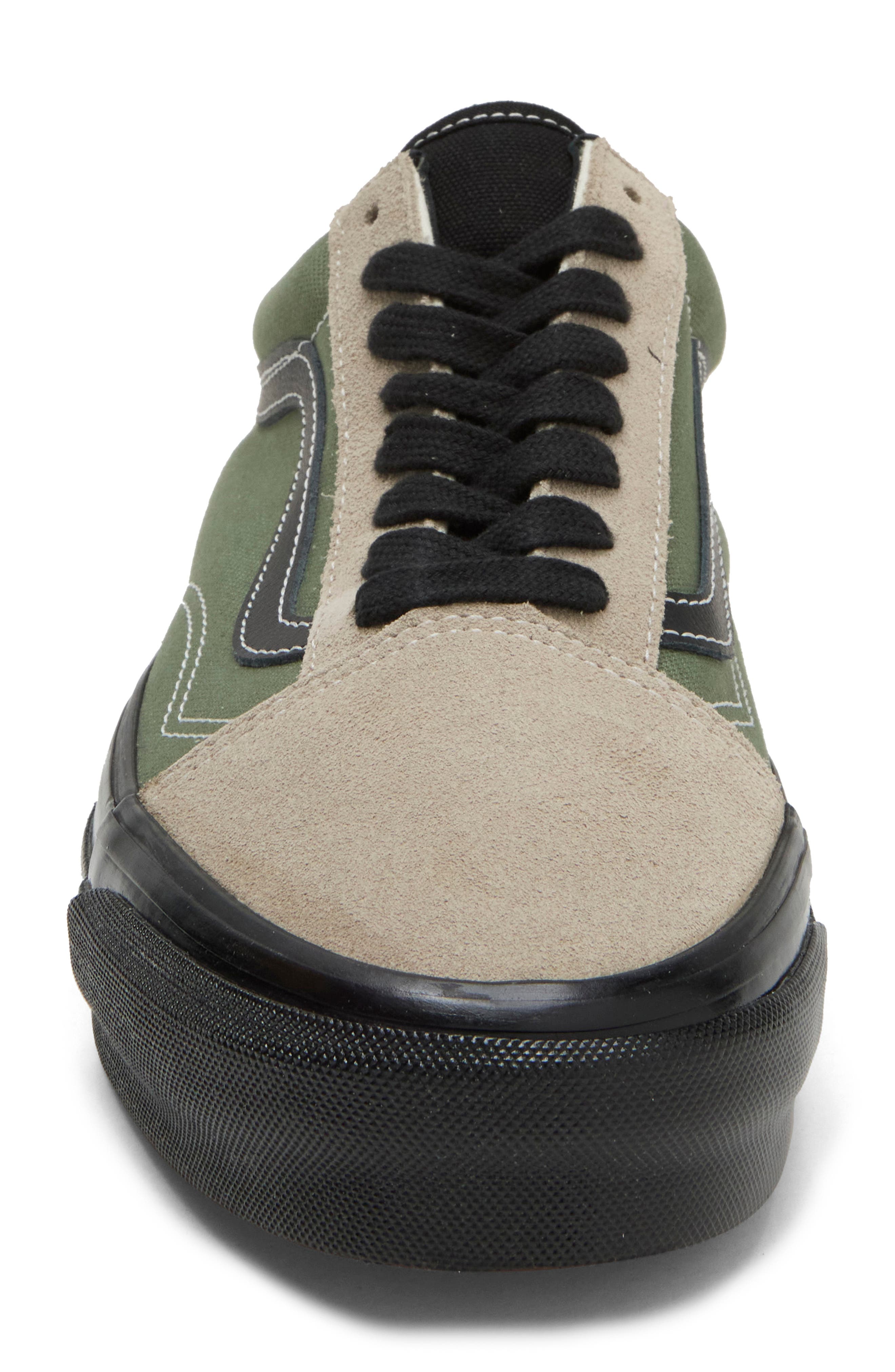 Old Skool LX Leather Sneaker, Alternate, color, ALUMINUM/ OLIVE