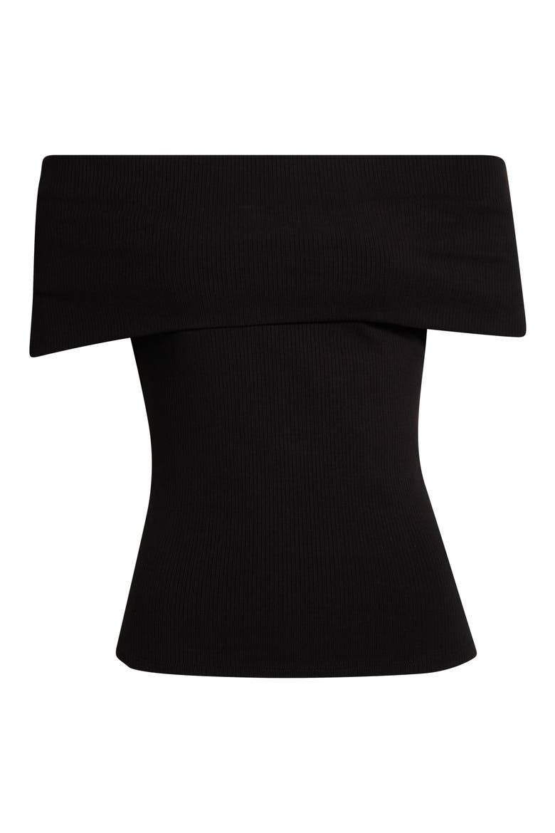 Rosarita Rib Knit Off the Shoulder Top, Alternate, color, BLACK
