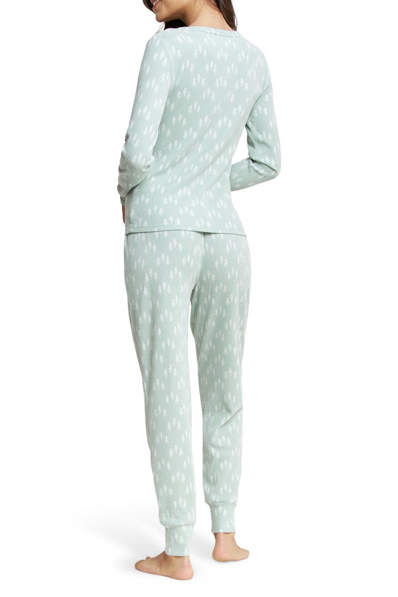 Cabin Comfort Long Pajamas, Alternate, color, AQUA ICE/ MINT TREES