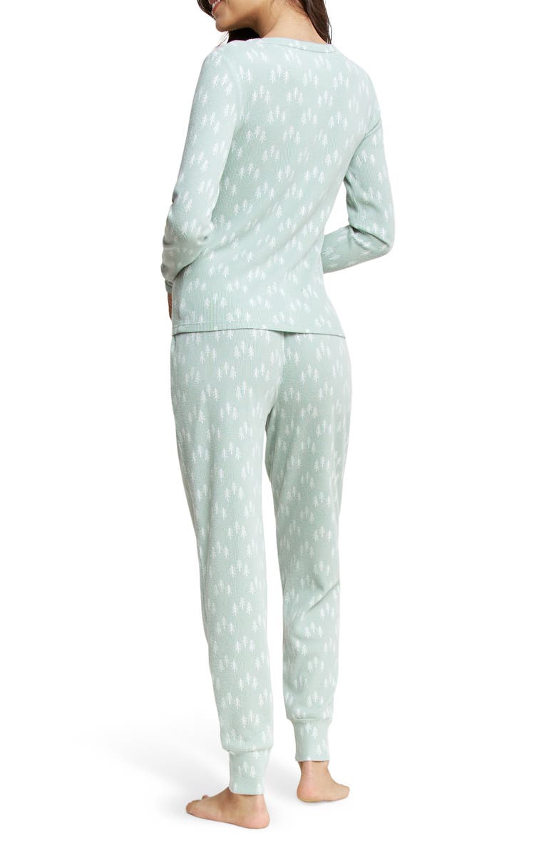 Honeydew Cabin Comfort Long Pajamas, Alternate, color, Aqua Ice/ Mint Trees