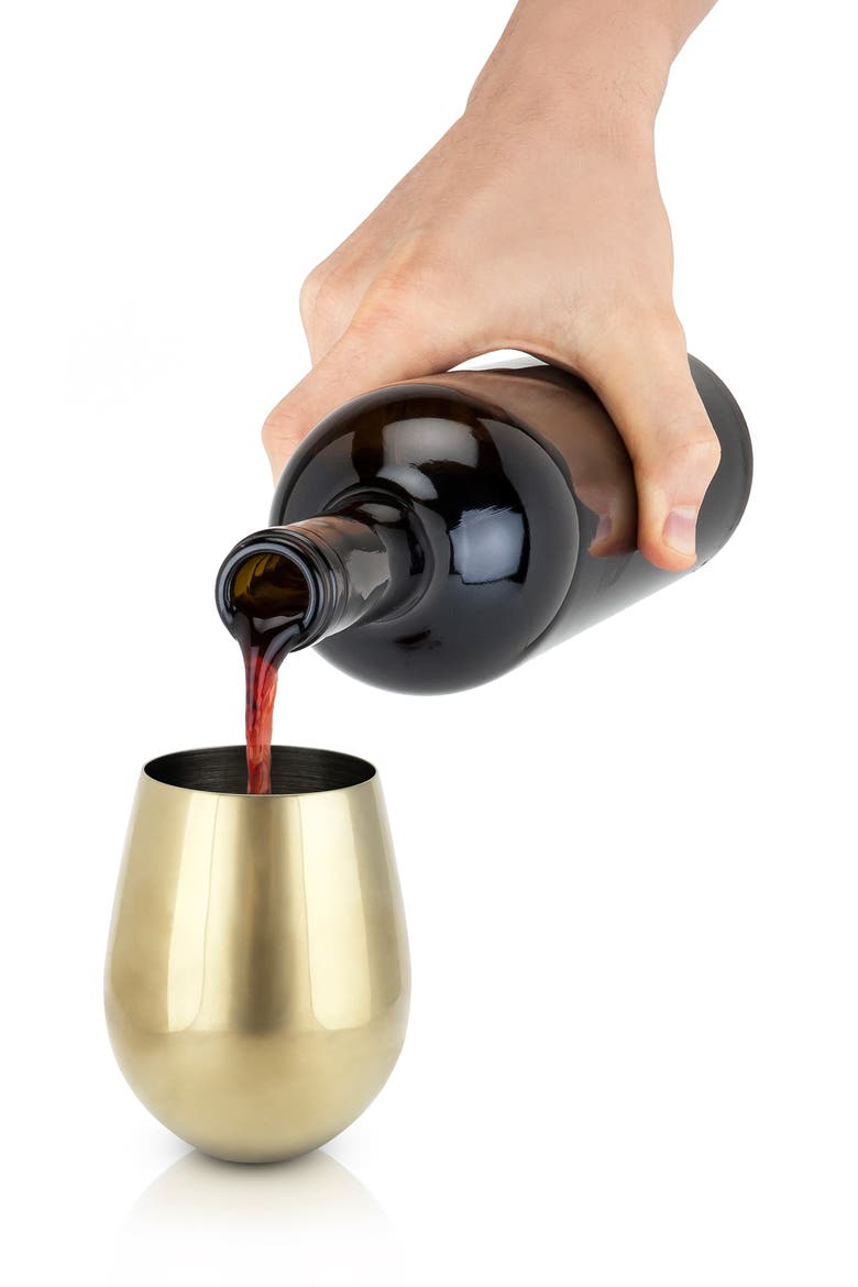 Stemless Wine Glasses Set of 2, Alternate, color, GOLD