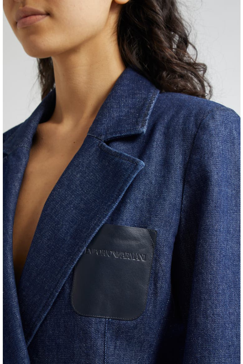 Denim Double Breasted Blazer, Alternate, color, SOLID DARK BLUE