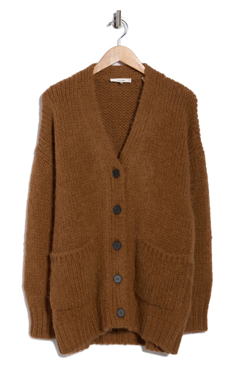 FRAME Bouclé Longline Cardigan, Alternate, color, Camel