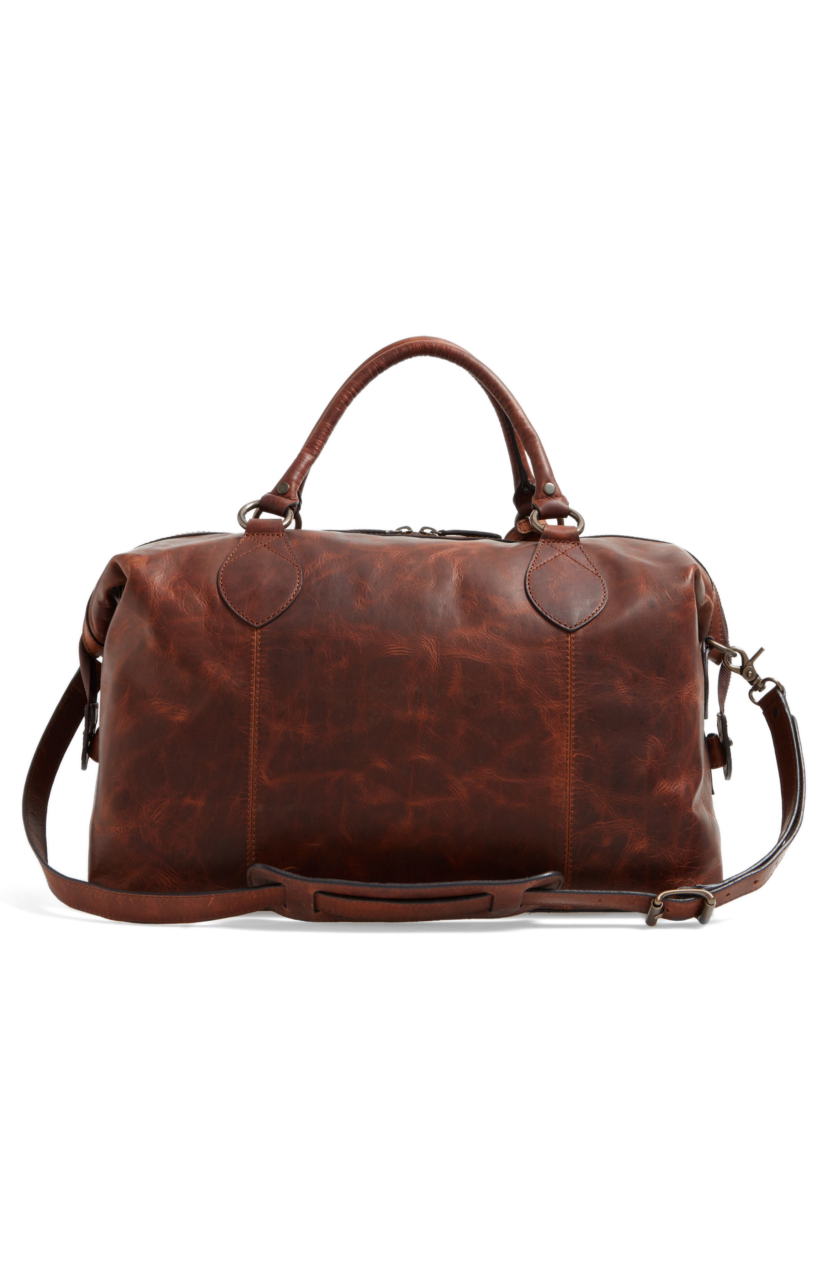 Frye 'Logan' Leather Overnight Bag, Alternate, color, Cognac
