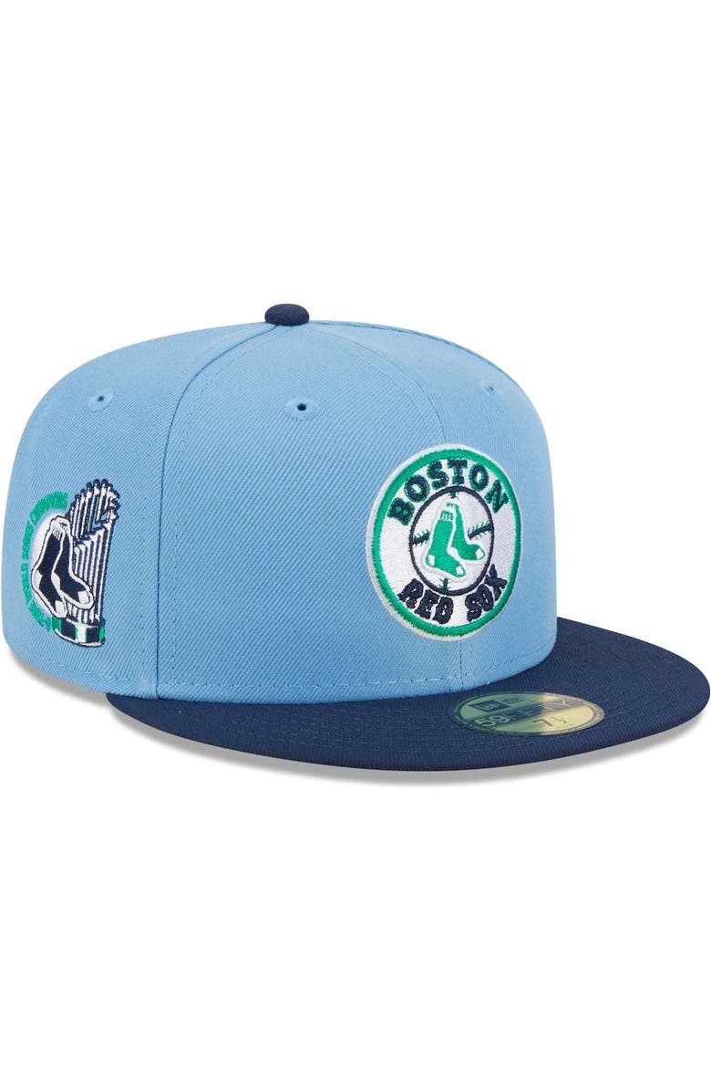 New Era Men's New Era Light Blue/Navy Boston Red Sox Green Undervisor 59FIFTY Fitted Hat, Main, color, 