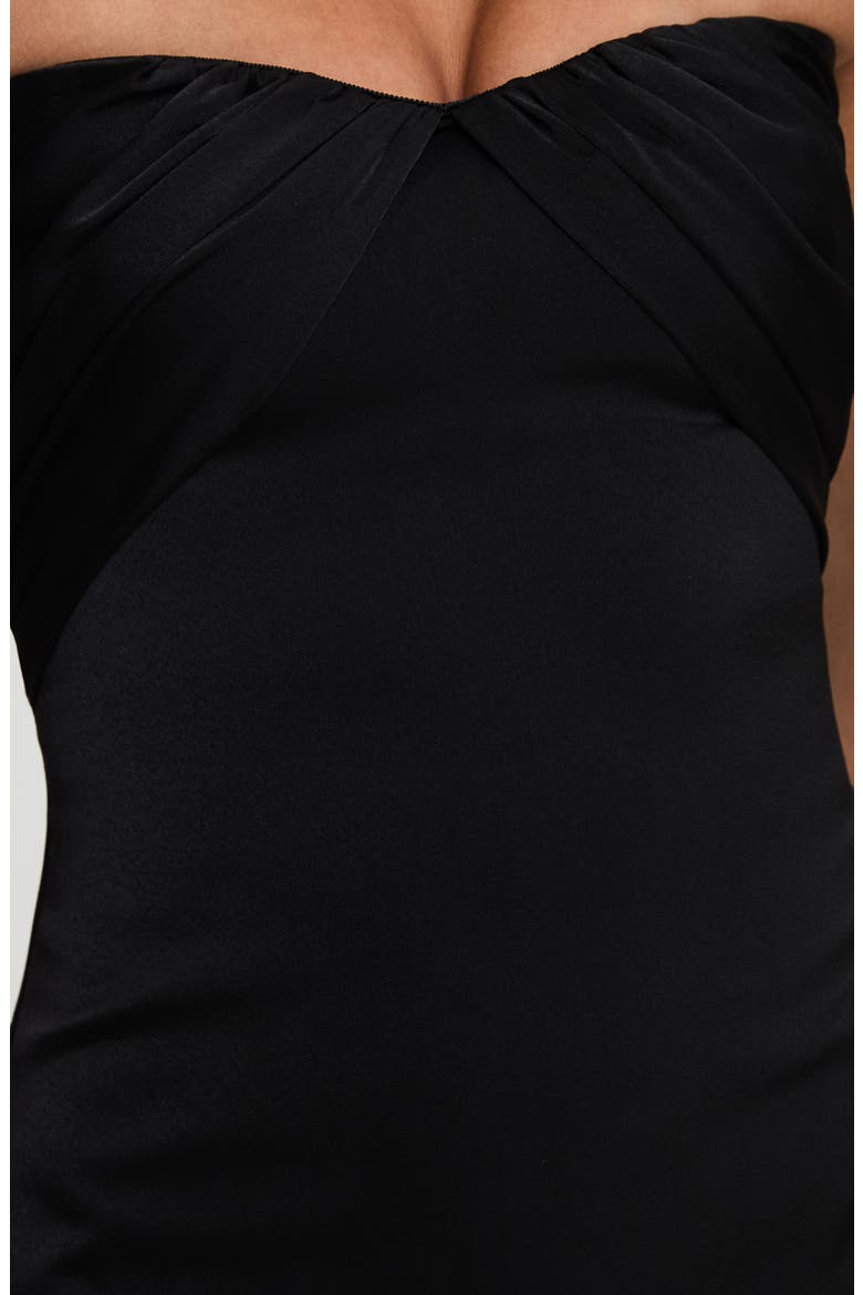 Irena Strapless Satin Minidress, Alternate, color, BLACK