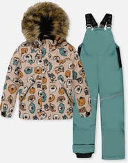 Deux par Deux Discover Dog Fleece Jacket Snow Pants Two Piece Snowsuit