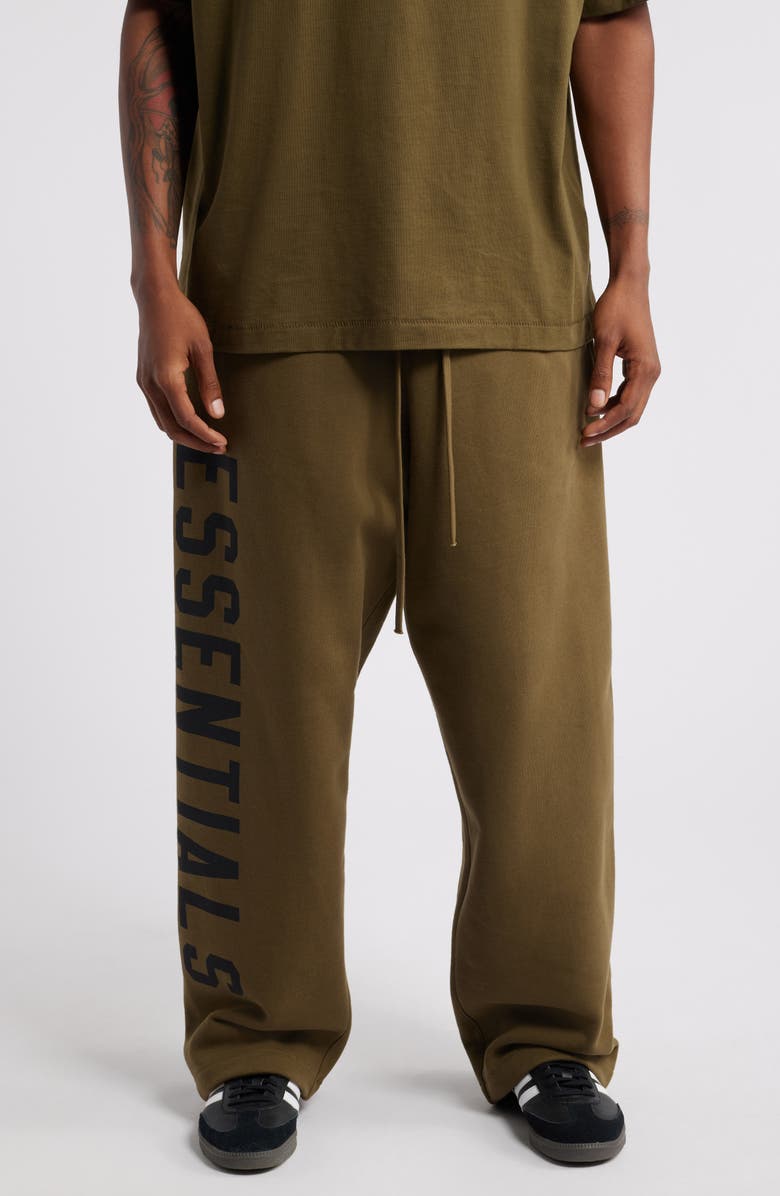 Fear of God Essentials Gender Inclusive Relaxed Fit Cotton Blend Sweatpants, Main, color, Olive