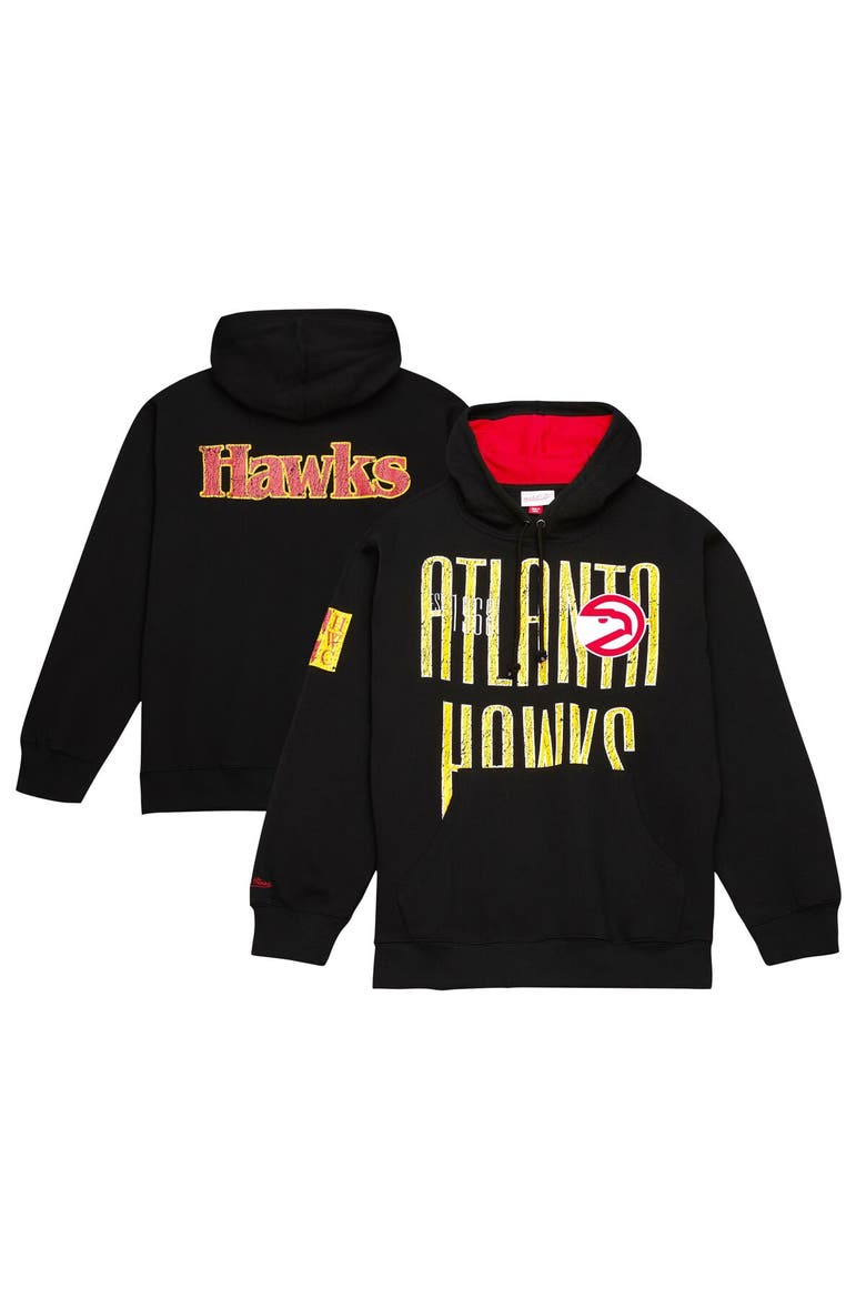 Men's Mitchell & Ness Black Atlanta Hawks Hardwood Classics OG 2.0 Pullover Hoodie, Main, color, Black