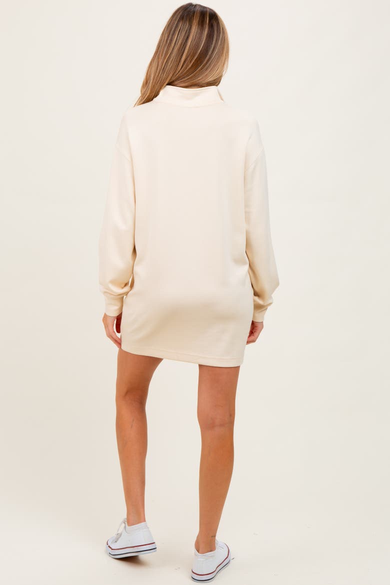 Half Zip Long Sleeve Mini Dress, Alternate, color, Cream