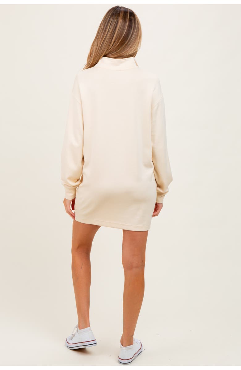 PinkBlush Half Zip Long Sleeve Mini Dress, Alternate, color, Cream