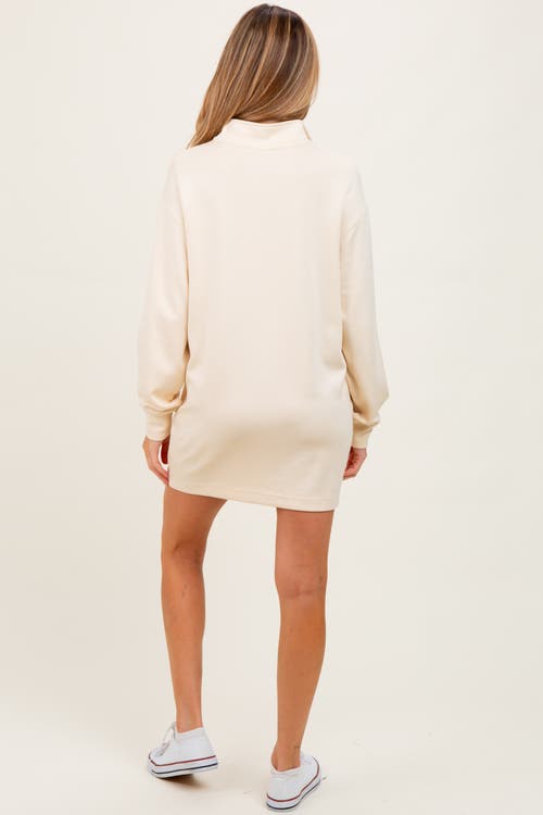 Pinkblush Half Zip Long Sleeve Mini Dress In White