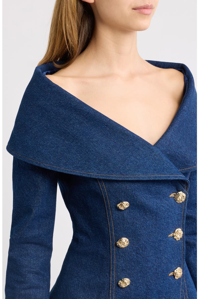 Jordan Double Breasted Denim Jacket, Alternate, color, BLUE
