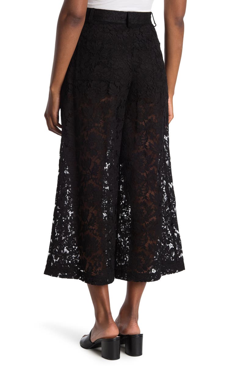 Valentino High Waisted Floral Lace Culotte Pants, Alternate, color,