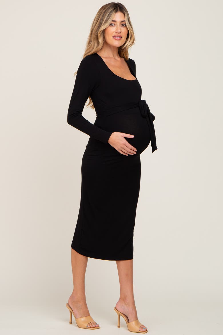 Basic Square Neck Midi Dress, Alternate, color, Black