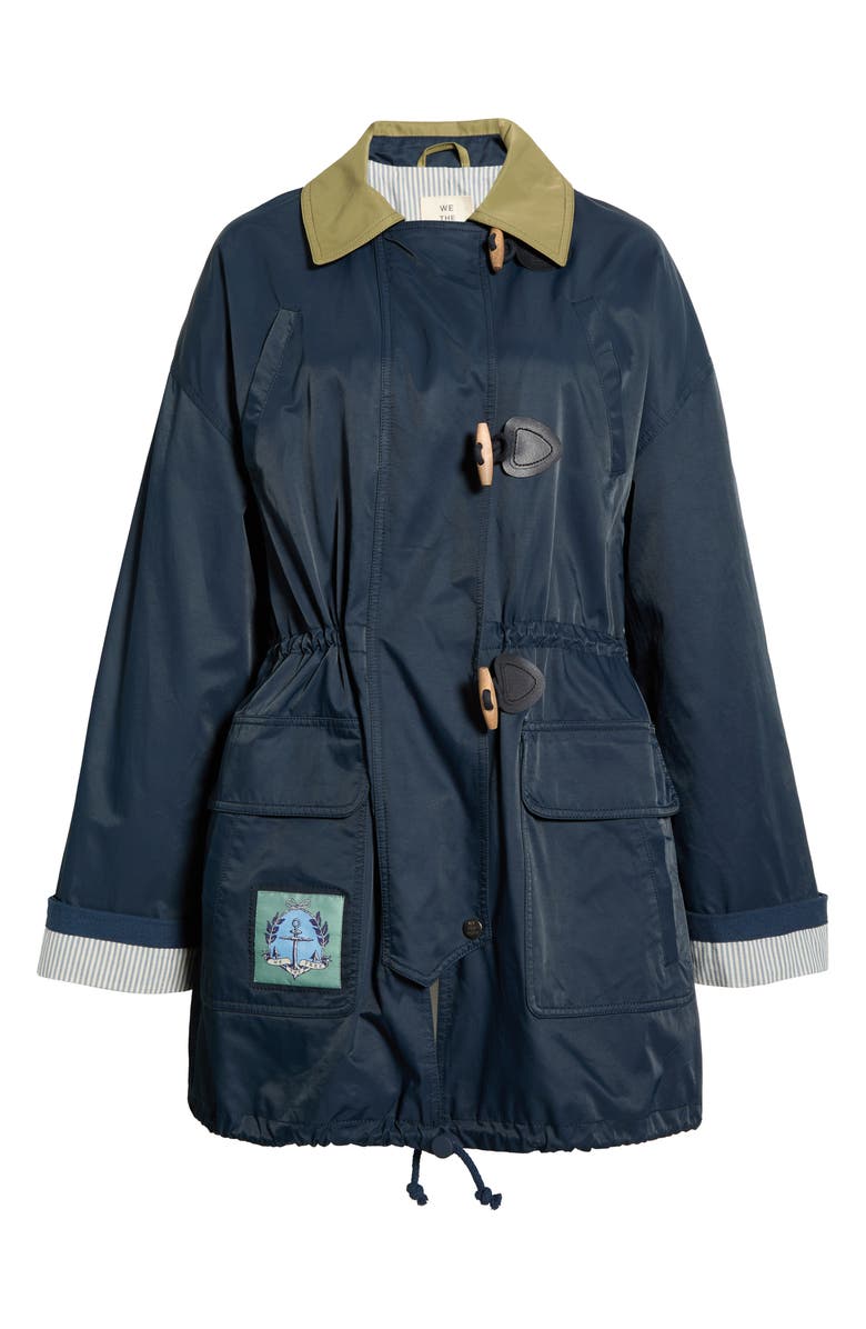 Free People Cotton & Nylon Captain's Jacket, Main, color, Navy Combo