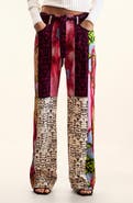 Desigual Mix Print Straight Leg Pants