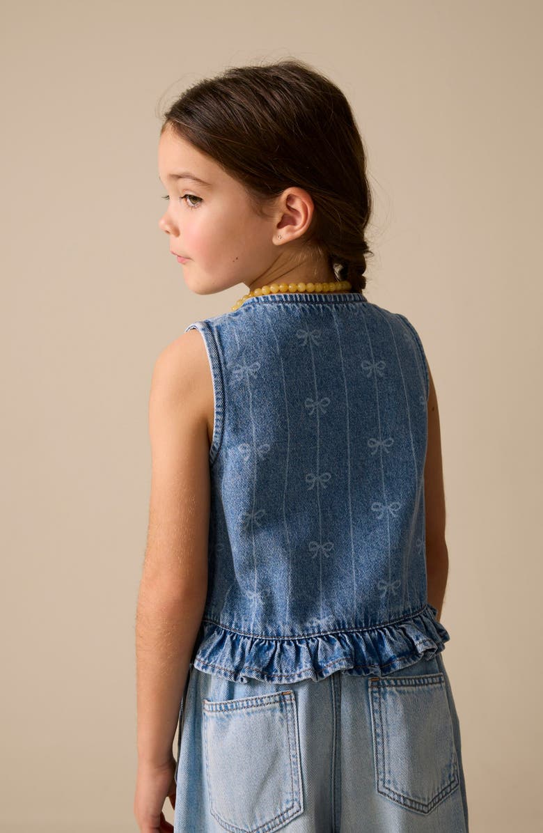 NEXT Kids' Bow Stripe Denim Tank, Alternate, color, Blue