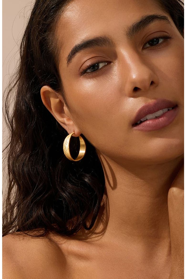Shine Bright Hammered Hoop Earrings, Alternate, color, Gold