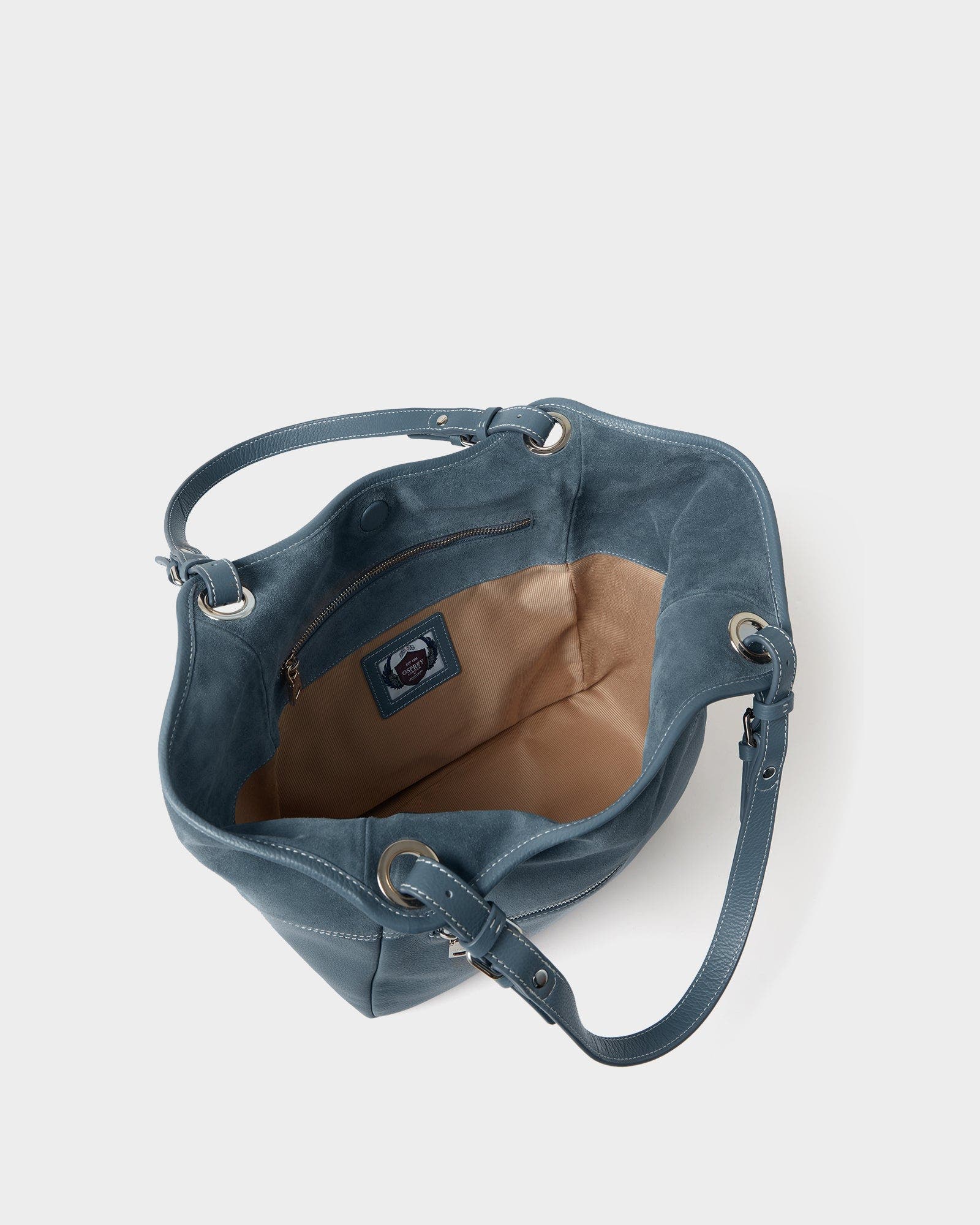 The Luxe Woodstock Suede & Leather Tote Bag, Alternate, color, Denim