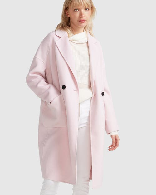 Belle & Bloom Publisher Double Breasted Wool Blend Coat In Pale Pink