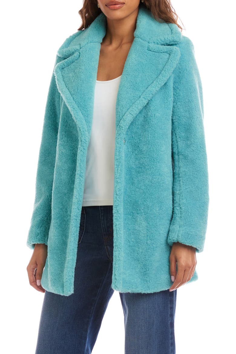 Faux Shearling Coat, Alternate, color, AQUA