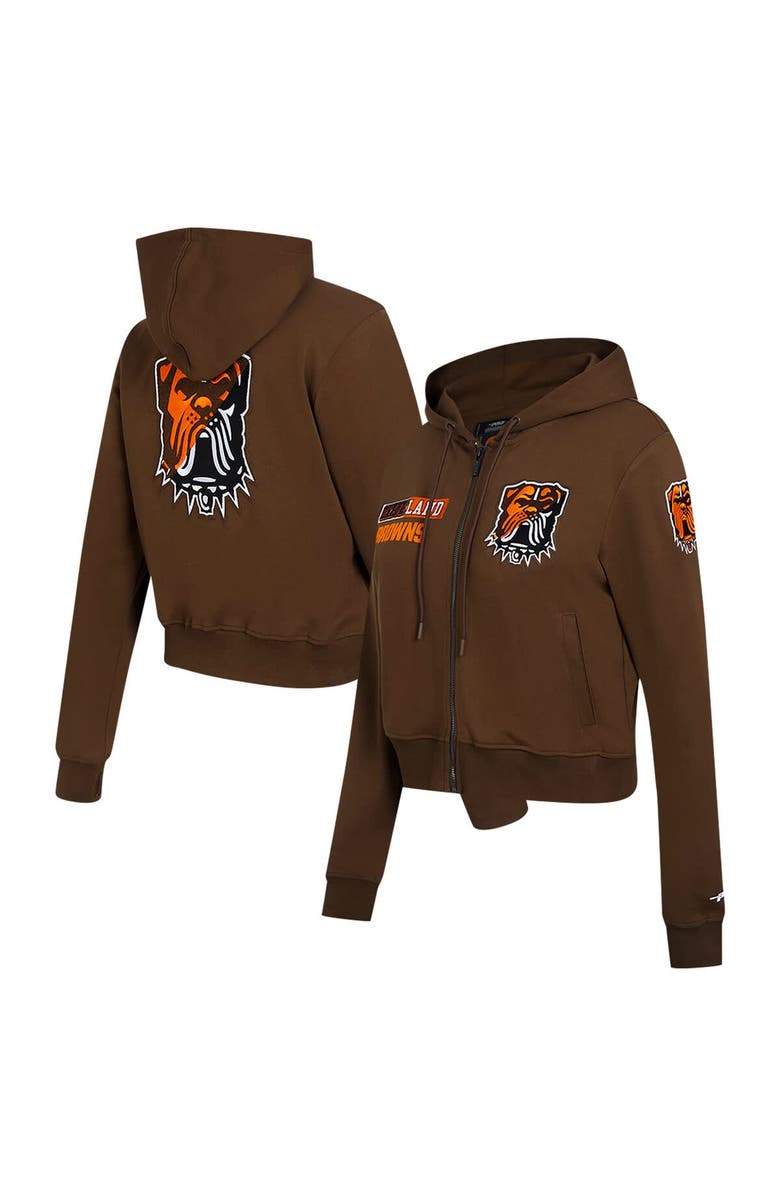 PRO STANDARD Women's Pro Standard Brown Cleveland Browns Split Logo Full-Zip Hoodie, Main, color, 